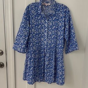 Tuckernuck Ros Garden Blue White Dress Size L